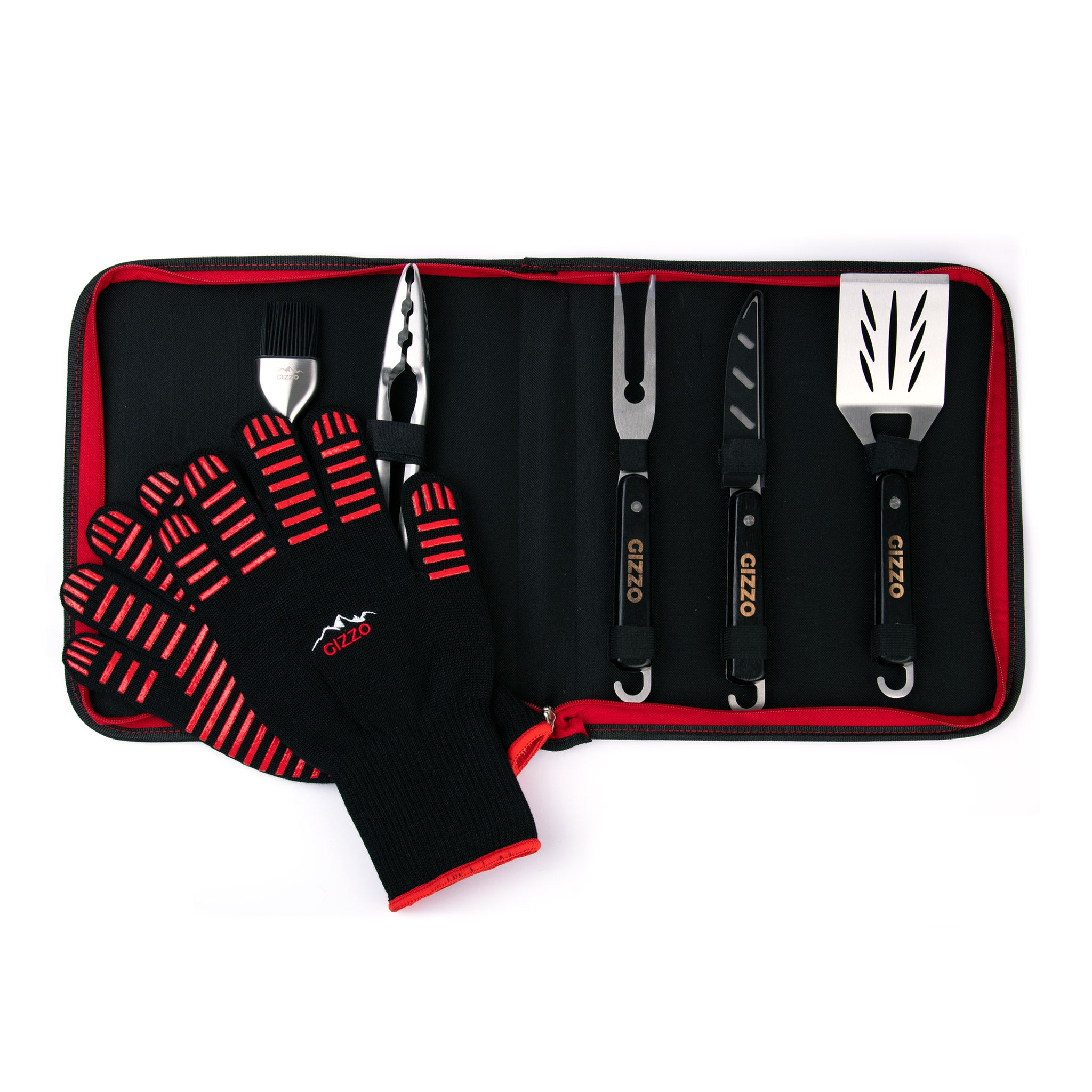 Barbecue 5 tools set + heat resistant bbq gloves gift set