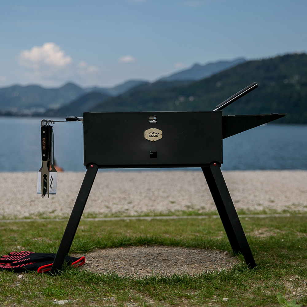 Foldable Portable Charcoal Grill with travel case bbq tools set gloves travel friendly for camping picnic
