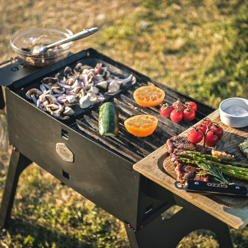 portable charcoal grill with case travel friendly comes in set with side tables grillgrate bbq pan eco fire strater gloves chimney charcoal grate bbq tools for camping travel small mobile foldable car park mini