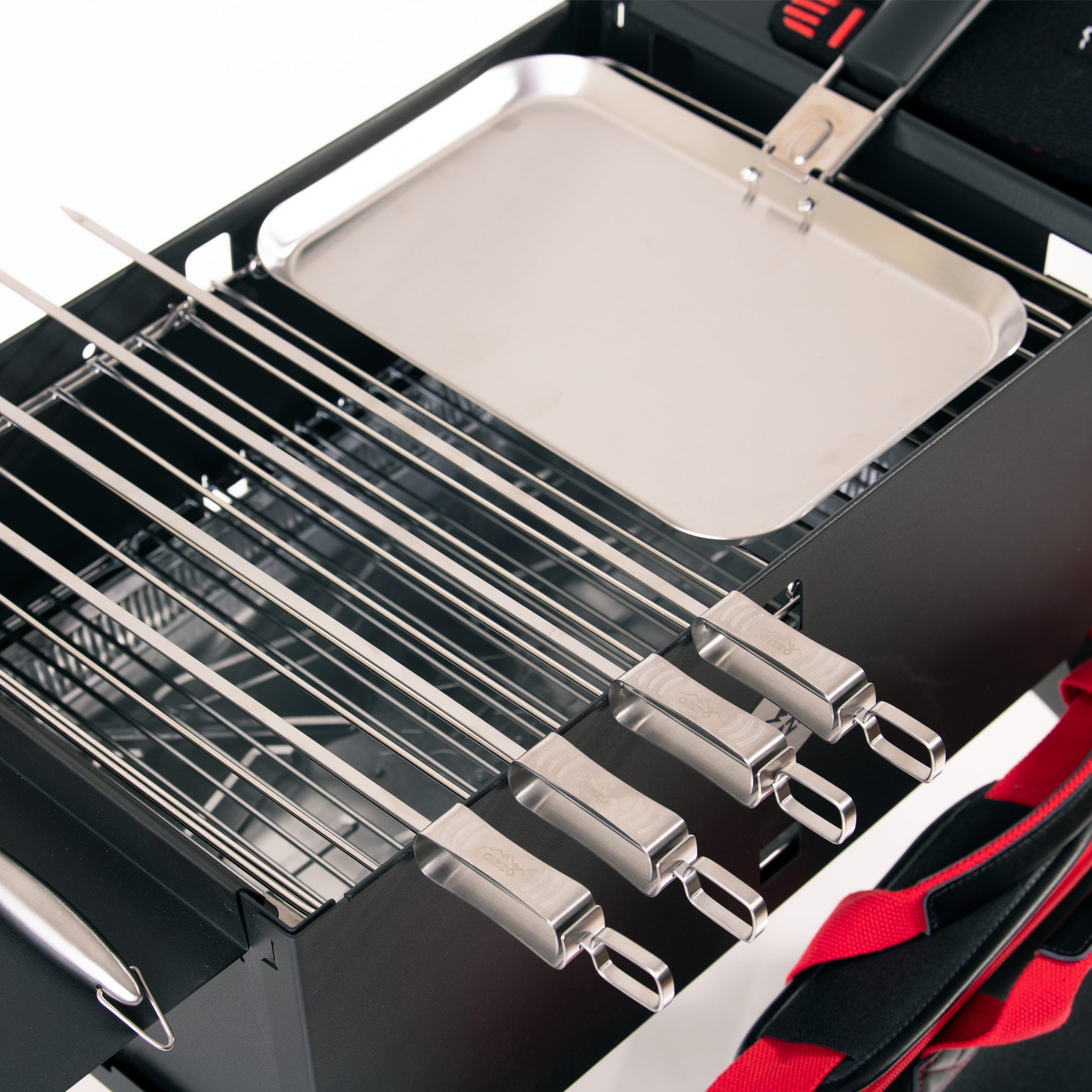 Sliding kebab skewers and barbecue pan gift set