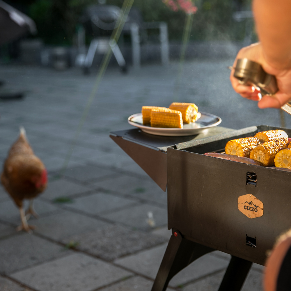 foldable charcoal grill folding with travel case bbq gloves side table easy clan start compact mobile mini small