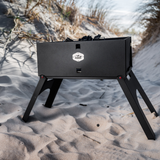 Laden Sie das Bild in den Galerie-Viewer, Portable Camping grill with sliding bbq skewers perfect for camping kebob Charcoal Kabab Shashlyk